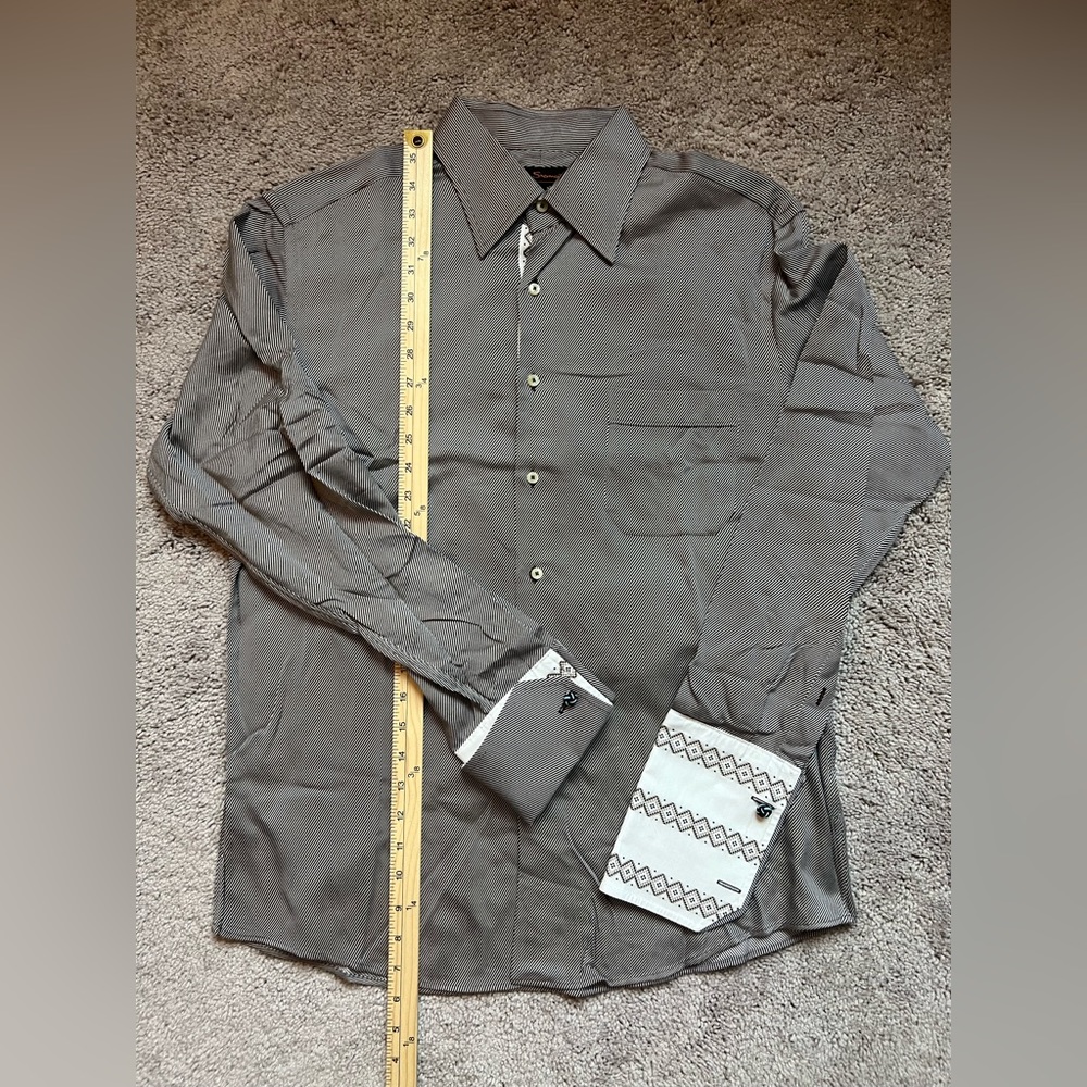 Men’s Ben Sherman Button Up Shirt | Size 16 | Dark Brown Stripe